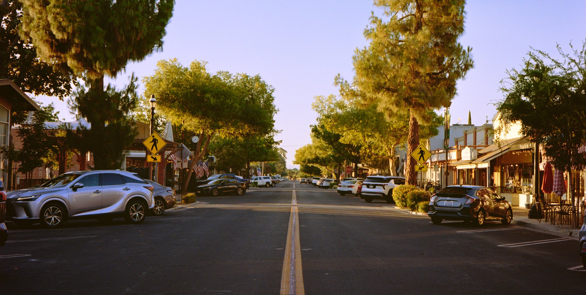 Old Town Clovis along Pollasky Avenue at golden hour
